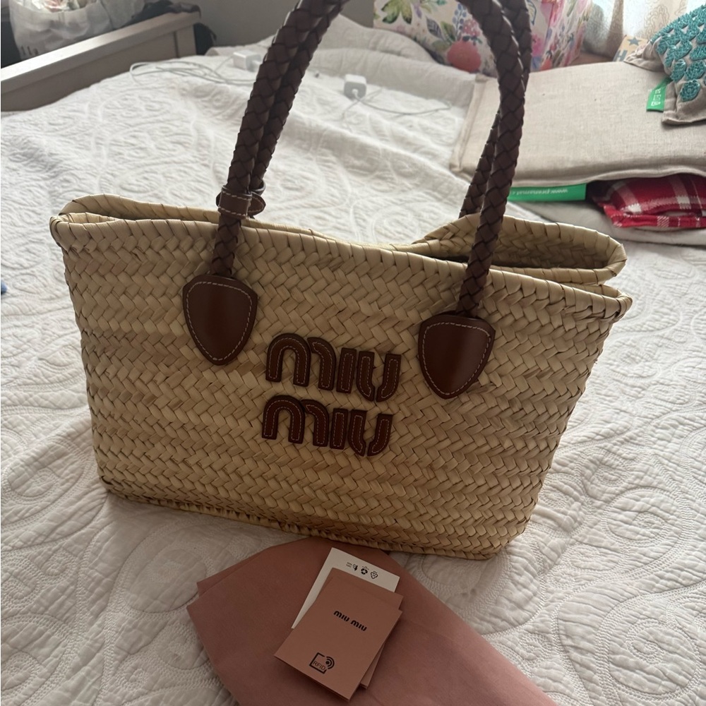 Miu miu raffia bag tote